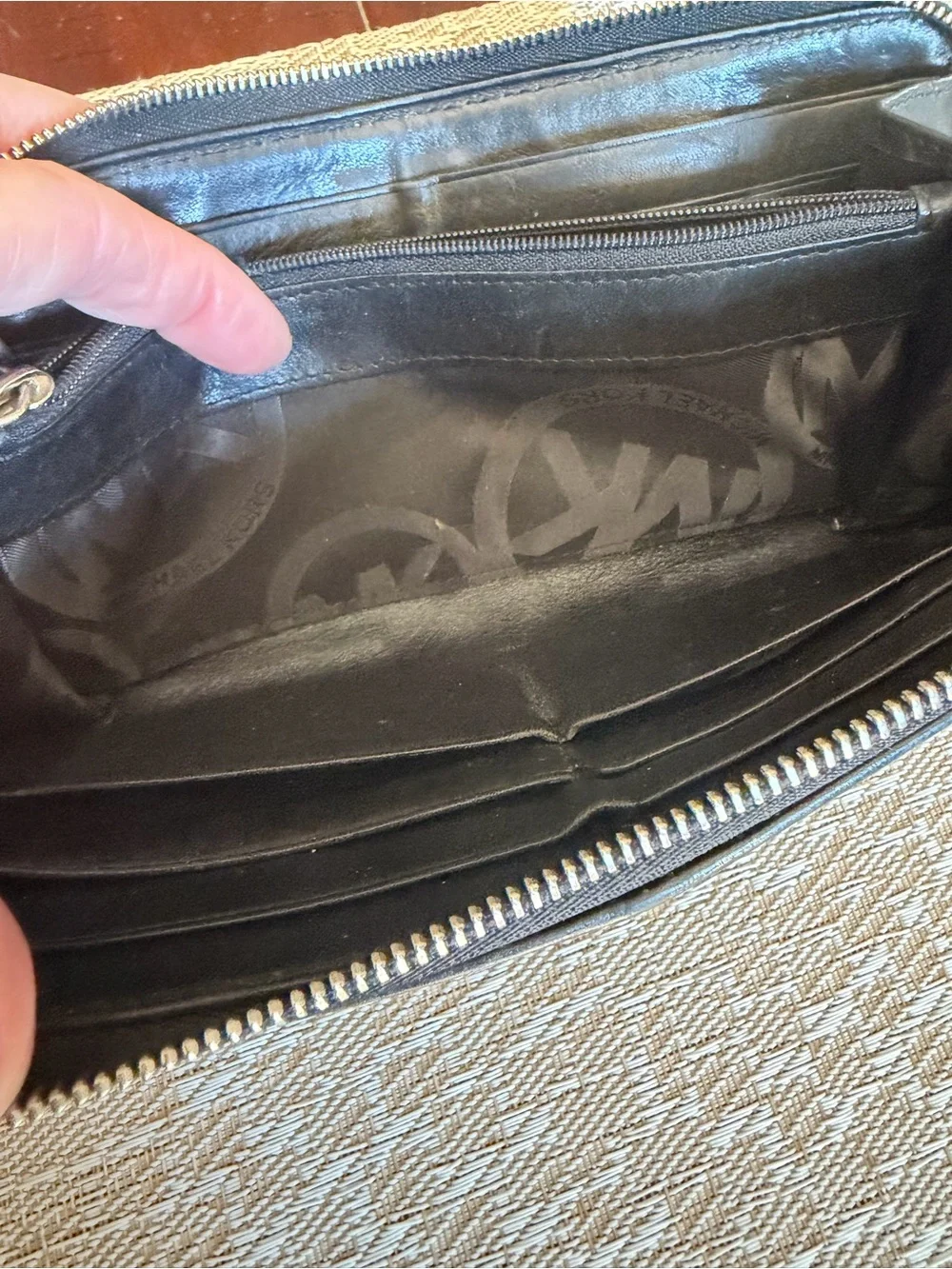 Michael Kors Astor studded black zip around wallet 8”